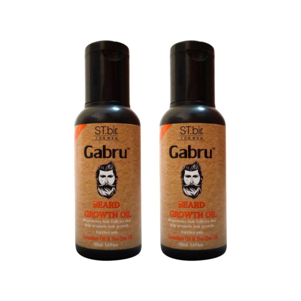 St.bir Gabru Beard Growth Oil for Men | Promotes Beard Growth | Enriched with Geranium & Tea Tree Oil | Rejuvenates Hair Follicles | 50ml Pack Of 2