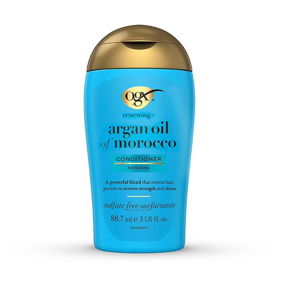 OGX Renewing + Argan Oil of Morocco Hydrating Growth Hair Conditioner to Help Moisturize, Soften & Strengthen Hair | Cold Pressed Argan oil with vitamin E and super-charged antioxidants | Sulphate-Free Surfactants | Paraben-Free | 88.7ml