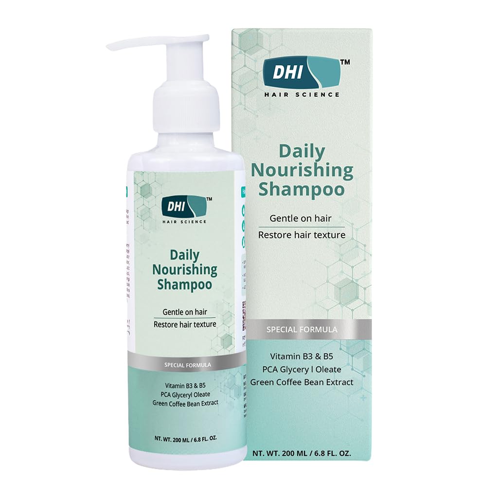DHI Daily Nourishing Shampoo with Vitamin B3 & B5 | Improves Hair Texture, Protects | Dermatologically Tested | For All Hair Types | Paraben & Sulphate Free for Men & Women | 200 ml