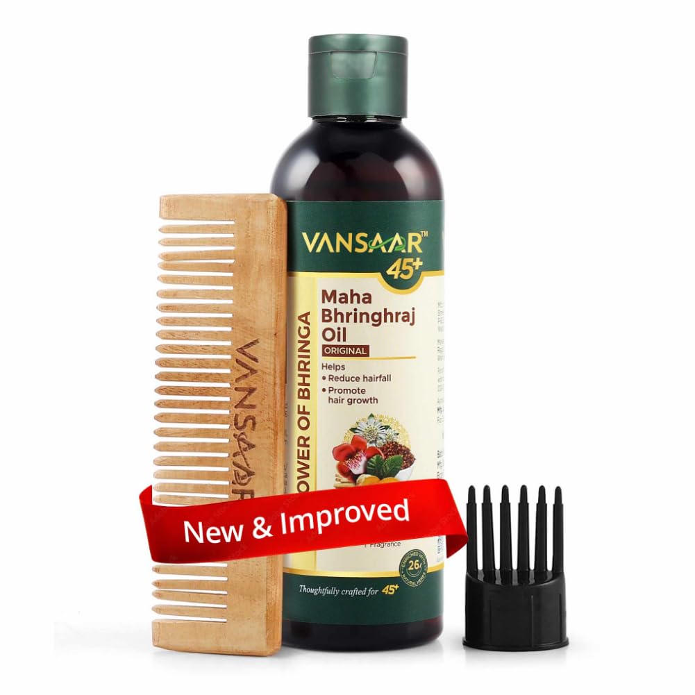 Vansaar 45+ Hair Oil- 100ml | Ayurvedic Hair Oil For Hair Growth| With Maha Bhringhraj | Clinically Proven Hair Fall Control Oil | 19 Powerful Herbs Slow Cooked in Tel Pak Vidhi |4X Power of Bhringa