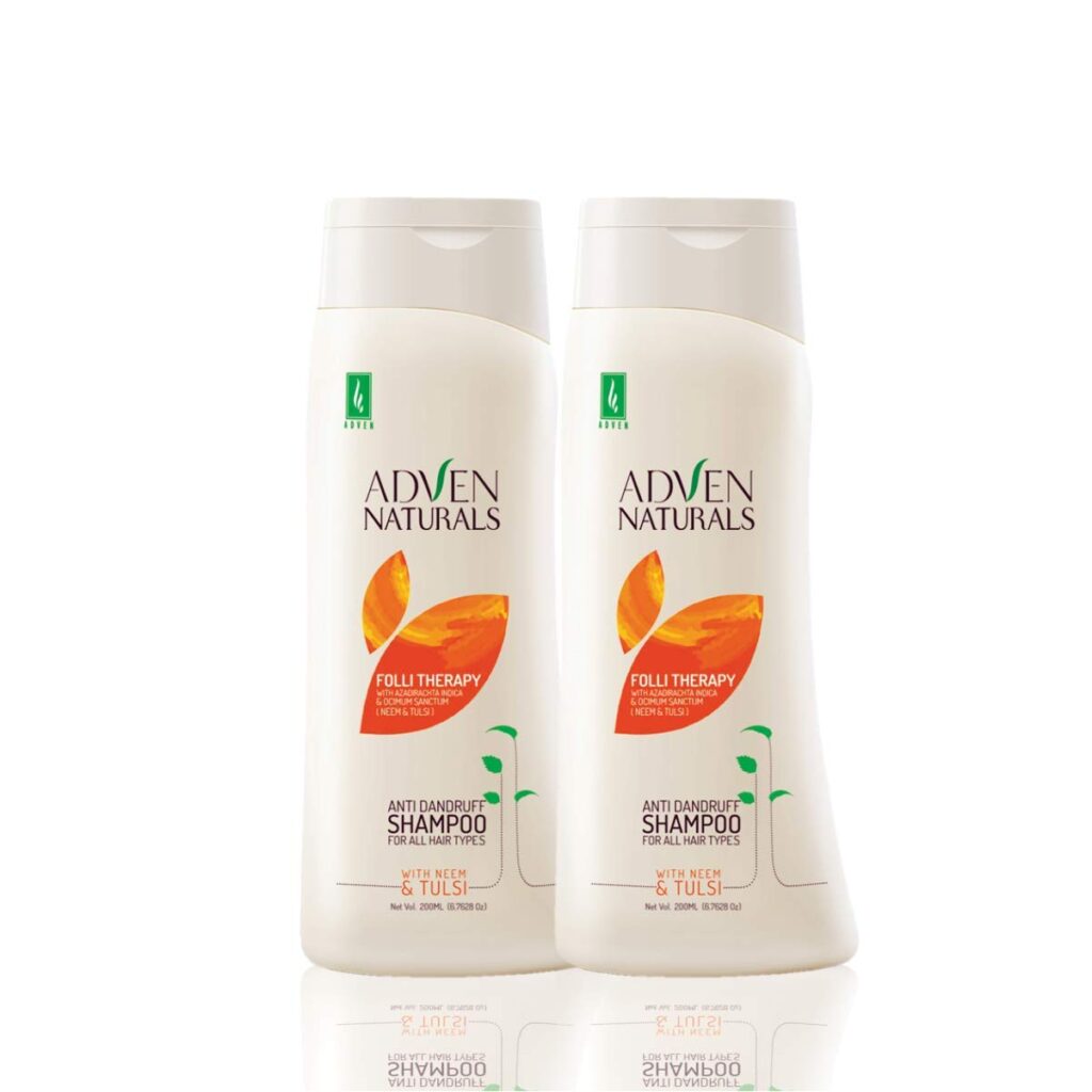 ADVEN NATURALS Anti-Dandruff Shampoo with Neem and Tulsi 400ML(200MLx2)
