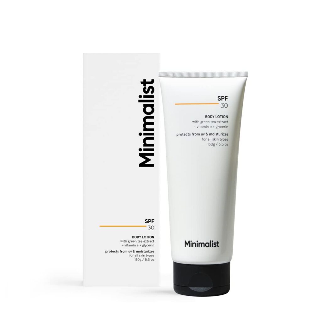 Minimalist SPF 30 Body Sunscreen, UVA & UVB Protection | Nourishing Lotion | Broad Spectrum PA+++ Sunscreen for All Skin Types | For Men & Women | 150 g