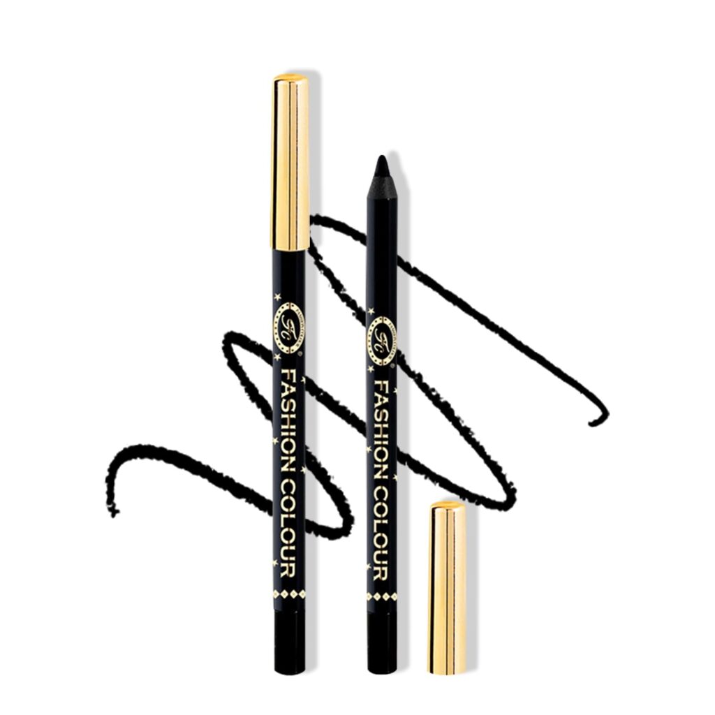 Fashion Colour Super Gliding Kajal | Kajal Black Waterproof Smudge Proof | Long Lasting | High Intensity | Creamy | Jet Black | One Stroke Smooth Application | 24 Hr Long Stay | Kohl-Black (1.2g)