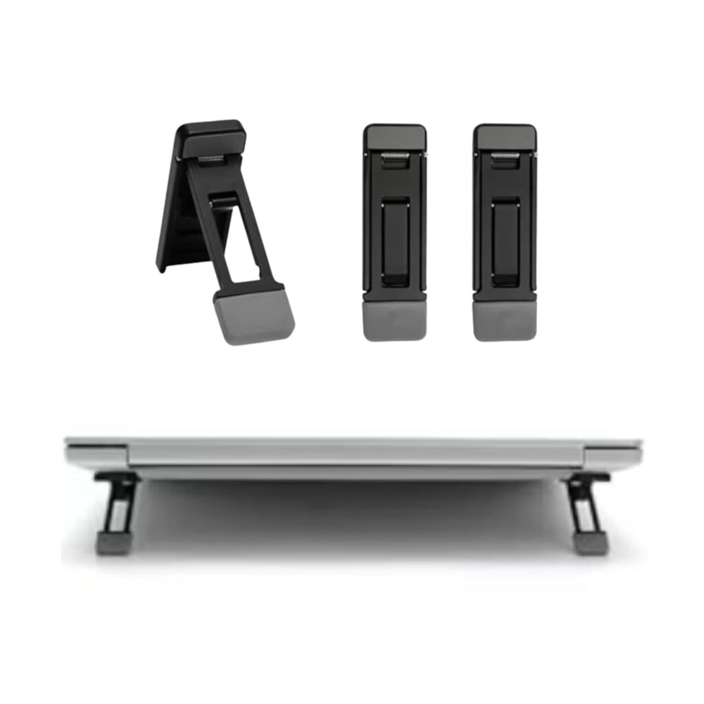 iCare 2PCS Mini Keyboard Riser-3-Level Tilt Adjustable &Folding Invisible Laptop Feet |Zinc Alloy Anti-Slip Portable Small Stand Wireless,Cooling,Notebook Elevation & ErgonomicTyping Support (Black)