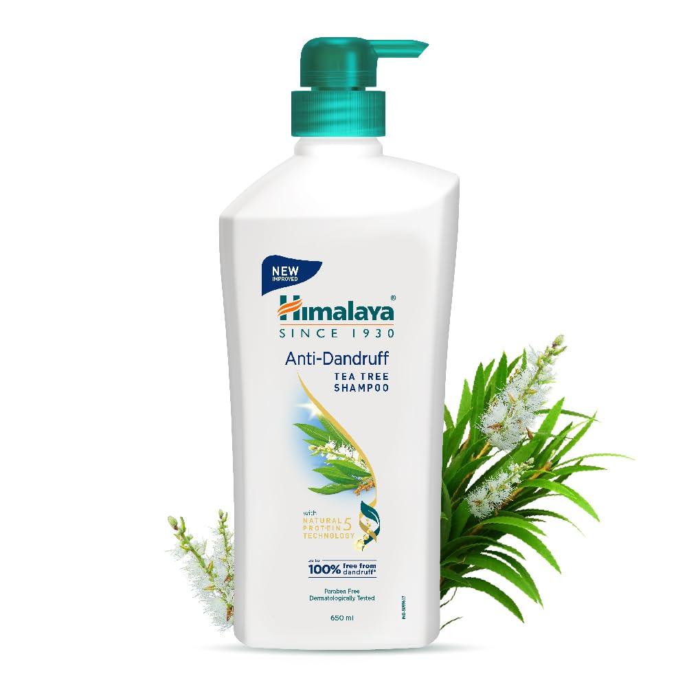 Himalaya Anti-Dandruff Tea Tree Shampoo, Removes up to 100% Dandruff, Soothes Scalp & Nourishes Hair, with Tea Tree oil and Aloe Vera, for men and women, 650ml