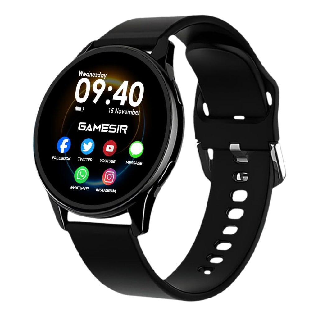 GameSir Evo Vista Premium Smartwatch 1.39" Round Display with Silicon Strep, Bluetooth Calling & Health Monitoring, Multi Sports Modes, Voice Assistant, Waterproof for Men’s & Women’s (Black)