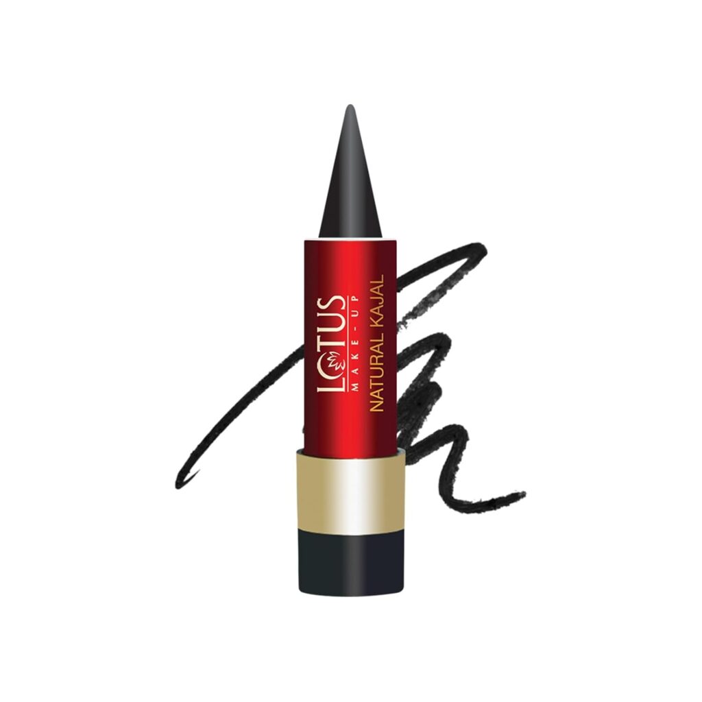 Lotus Make-Up Natural Kajal - Black NK04 | Almond Oil | Smudge Proof | 100% Natural Ingredients | 4g