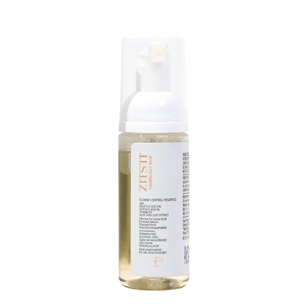 Personal Touch Zitsit Foaming Anti Acne Facewash | 1% Glycolic Acid (AHA) And 2% Salicylic Acid (BHA) | Controls Excess Sebum | Gentle Cleansing Foam | Ph 5 | Dry, Oily, Normal & Acne Prone | 50ml