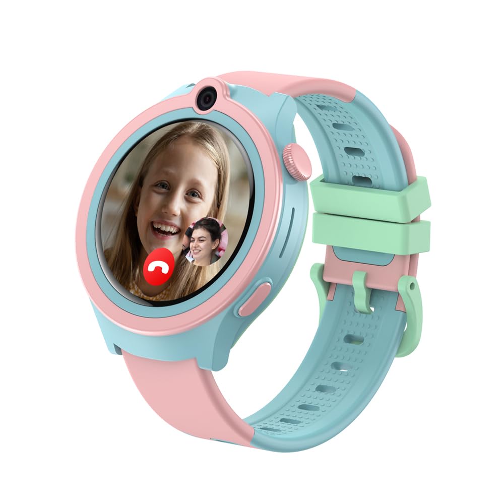 SPIKY Smart Watch for Kids Girls and Boys, GPS Tracking Smartwatch with 4G Sim Support, SOS, Long Battery, WiFi, IP68 | Voice & Video Call Watch (Pink)