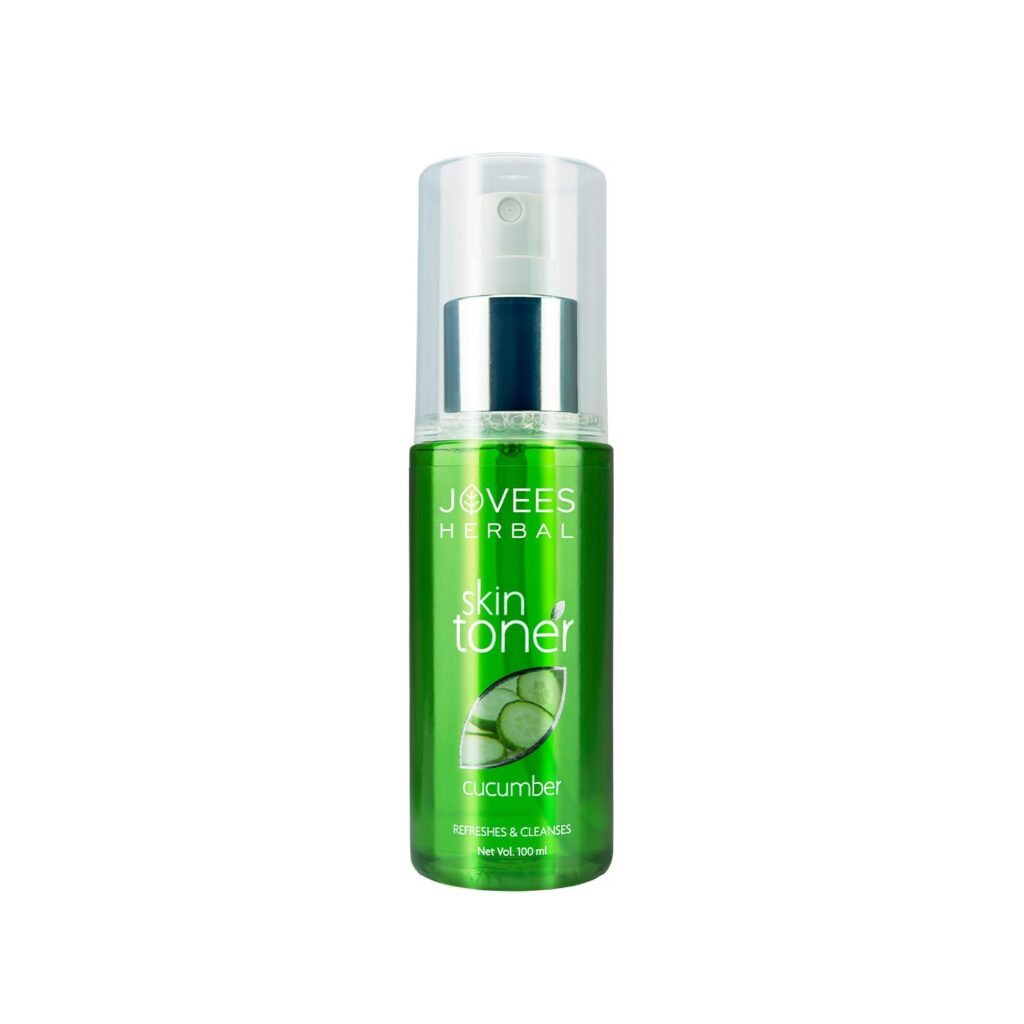 Jovees Herbal Cucumber Skin Toner | Toner for Oily, Sensitive, and Acne Prone Skin | Pore Tightening and Glowing Skin | For Normal to Oily Skin | Paraben and Alcohol Free | 100ML New