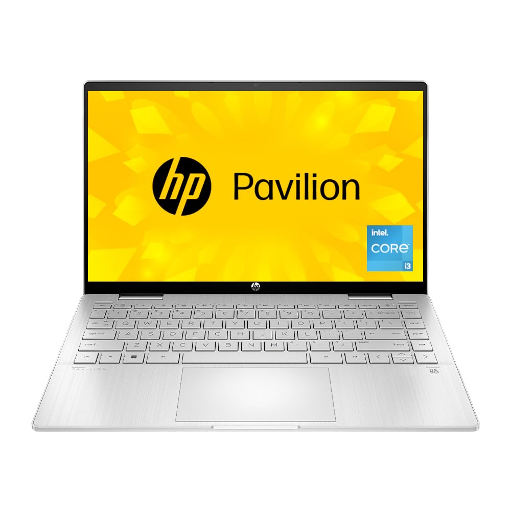HP Pavilion x360, 12th Gen Intel Core i3-1215U, 14-inch (35.6 cm), FHD, Touchscreen, 8GB DDR4, 512GB SSD, FPR, 5 MP Camera, Backlit KB, Audio by B&O, Pen (Win 11, Silver, 1.51 kg), ek0183TU