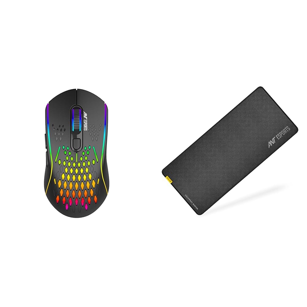 Ant Esports GM700 Lightweight Wireless RGB Gaming Mouse, Rechargeable Mouse with Honeycomb Shell, 11