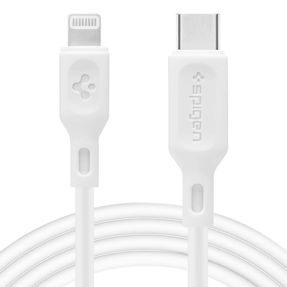 Spigen [Apple MFi Certified USB-C to Lightning Cable [USB PD] for iPhone 14/13/12/11/10/9/8, iPad, AirPods – 1M, White
