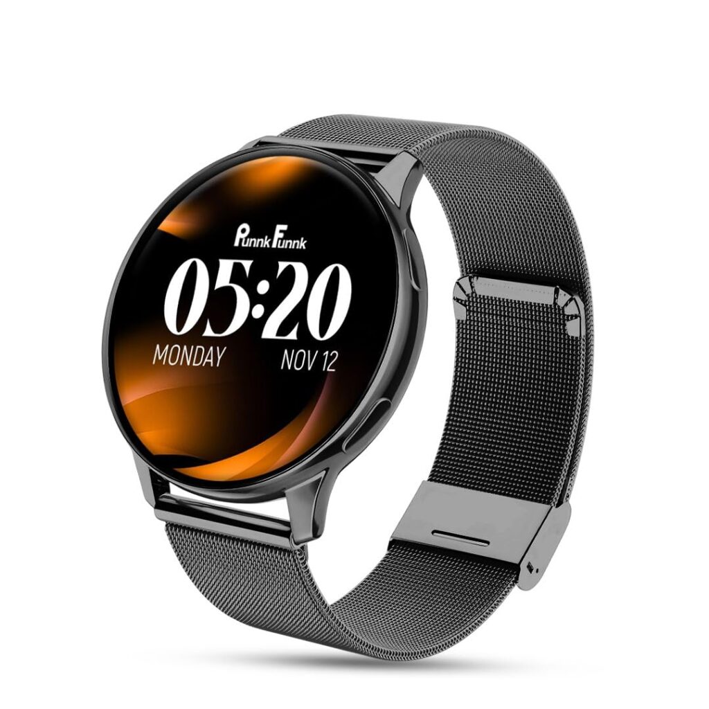 PunnkFunnk Active 2 Smartwatch, 1.39” HD Round Display, Bluetooth Calling, Heart Rate & SPO₂, 100+ Sports Modes, IP67, Long Battery Life for Men & Women (Millanese Black)