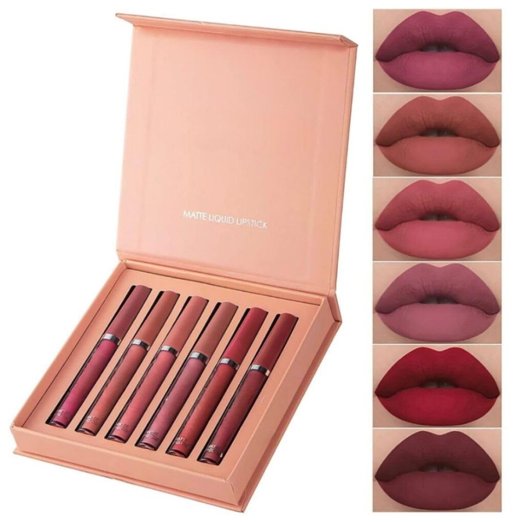 X Handaiyan 6 Pcs Color Matte Liquid Lipstick Makeup Set, Matte liquid Long-Lasting Wear Non-Stick Cup Not Fade Waterproof Lip Gloss (Set A - RED, Regular)