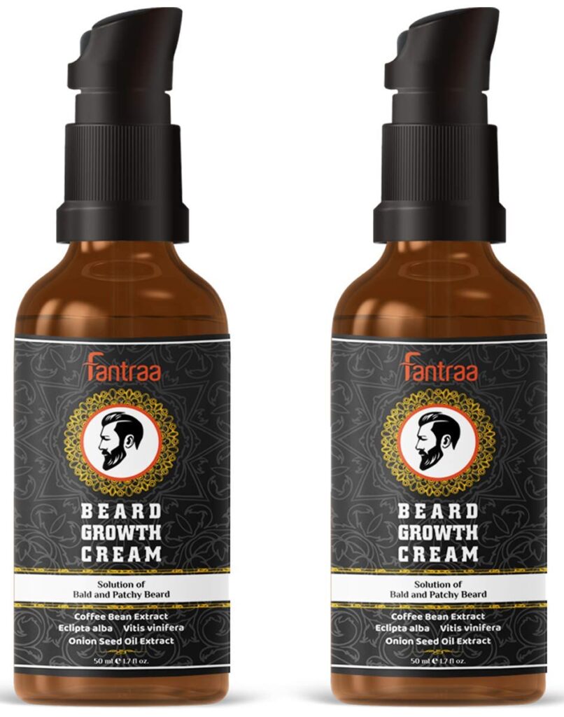 Fantraa Beard Growth Cream - 50 Ml (Pack of 2) Best Beard Cream for Patchy and Uneven Beard with Coffee Bean & Onion Extract- 100% Natural | Clinically Tested | Non Sticky