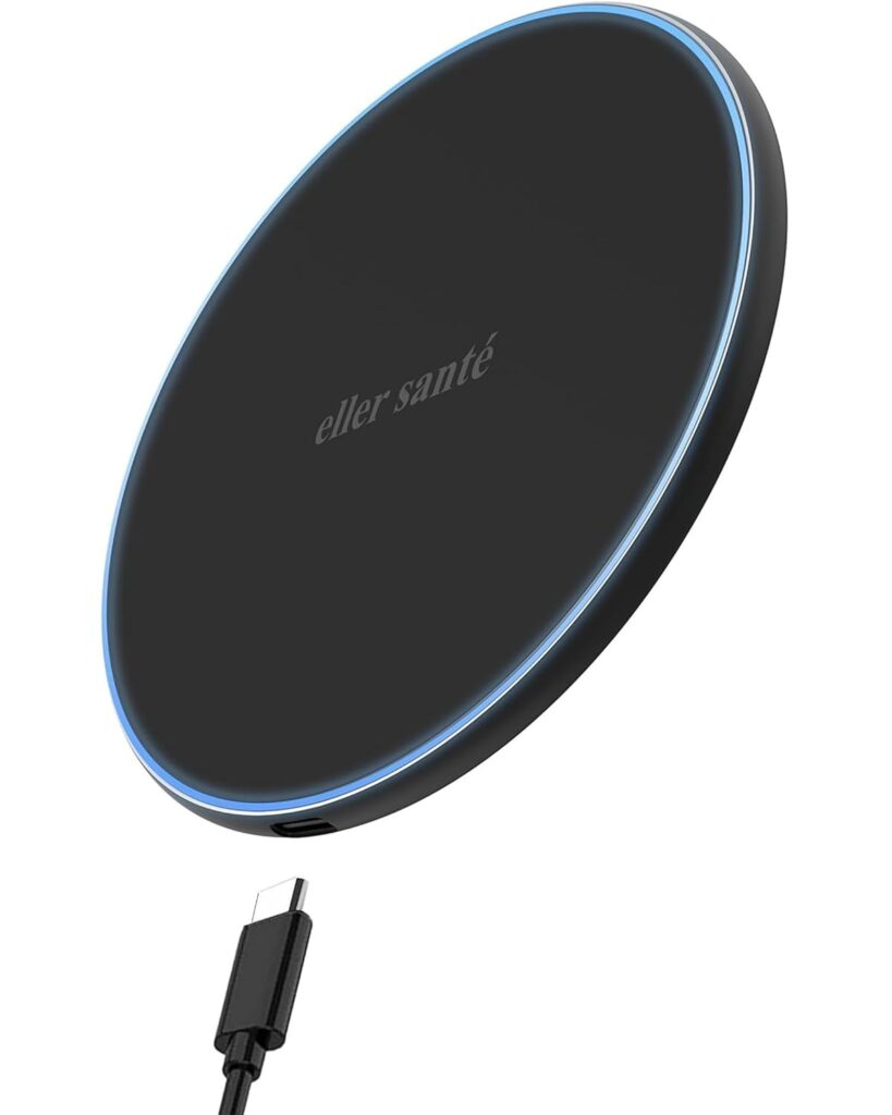 eller santé® 15W Wireless Charger Albany Series Fast Charging Pad PD Qi-Certified Type C Cable for iPhone 17/17 Air/17 Pro/17 Pro Max, 16/16 Plus/16 Pro/16 Pro Max, iPhone 15/14/13/12/11 Series