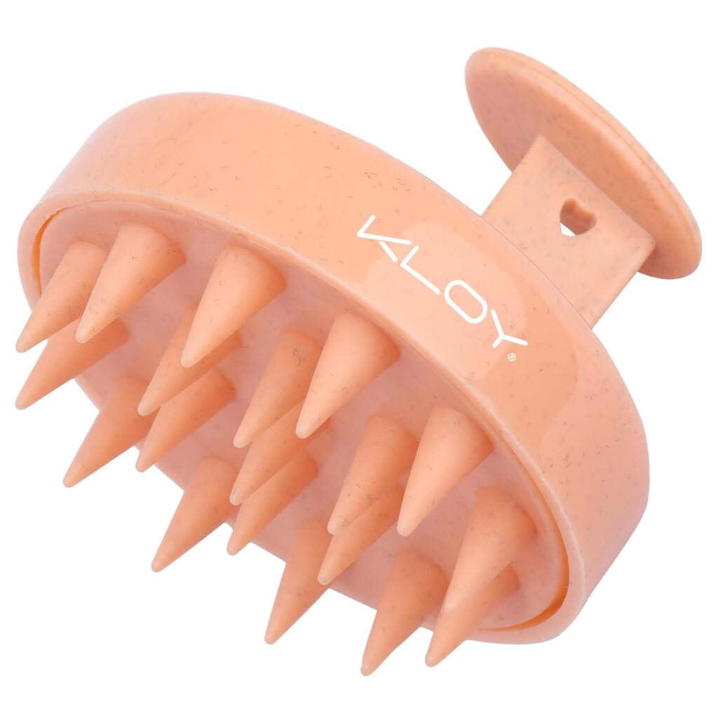 KLOY Round Hair Scalp Manual Massager Shampoo Hair Brush, Super Soft Bristles for Exfoliating, Anti-Dandruff (Texture Peach)
