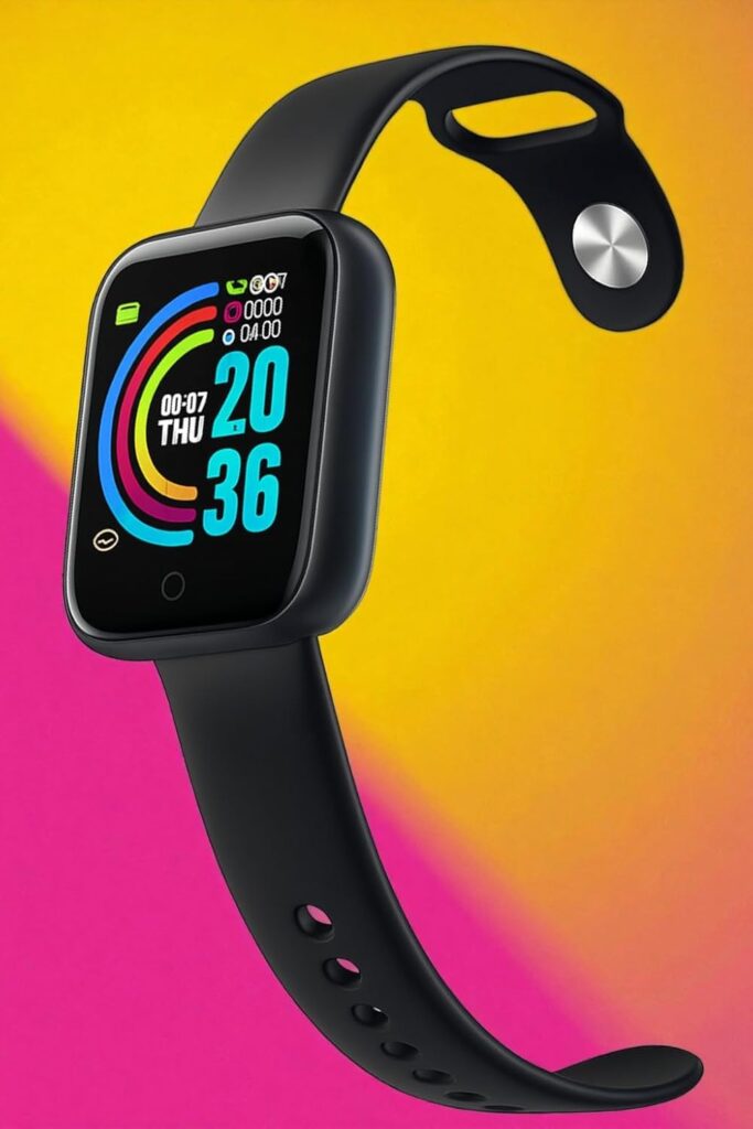 Smart Fitness Watch with Color Display, Activity Tracker, Heart Rate Monitor, Black Sports Band, Digital Health Monitoring for Men and Women