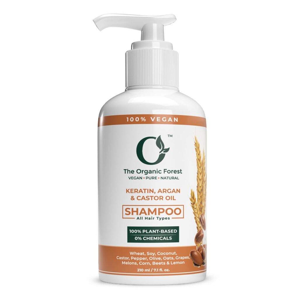 100% Plant Based Keratin Shampoo with Castor and Morrocan Argan Oil - Sulphate & Chemical Free Organic Shampoo For Frizz Free, Shiny & Smooth Hair | Vegan & Cruelty Free | For Men & Women