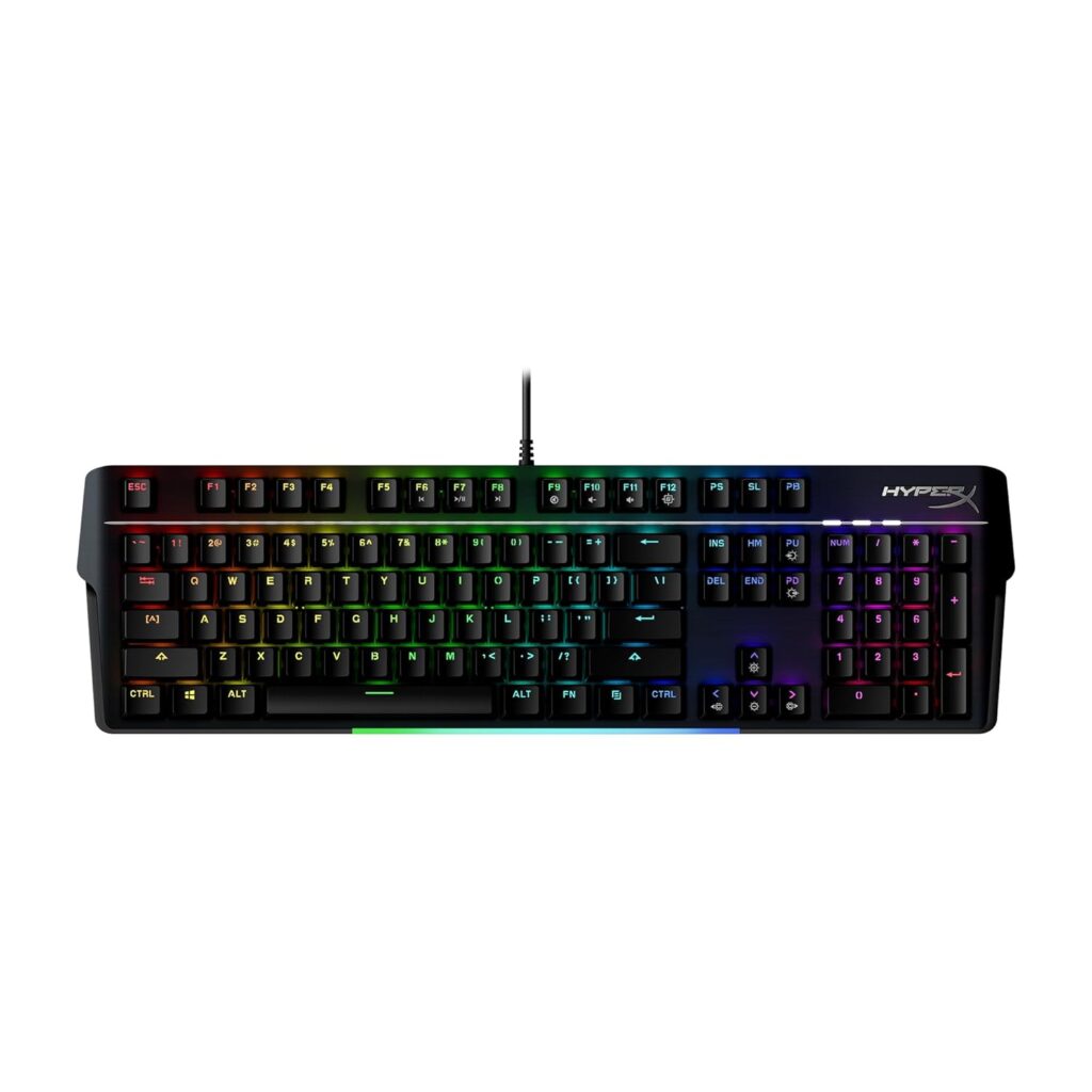HyperX Alloy Mkw100 Mechanical Gaming Keyboard, Dynamic RGB Lighting, Onboard Memory to Save Lighting Profiles, Dust-Proof Mechanical Switches (4P5E1Aa#Aba), Wired, Black