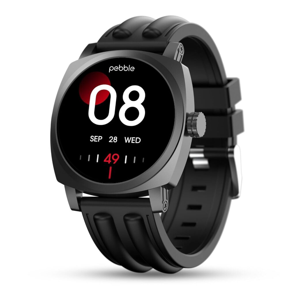 Pebble Newly Launched Endure 2 1.43” AMOLED Display Smartwatch with Always-On Display, Bluetooth Calling, Heart Rate & SpO2 Monitoring, Rugged Build, Multiple Sports Modes, DIY Watch Faces (Black)