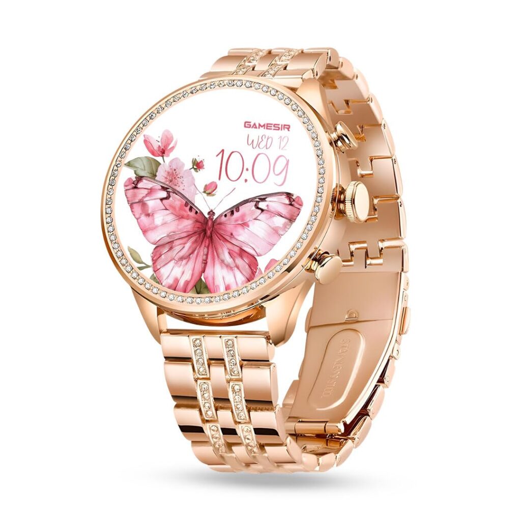 GAMESIR Luxury Round Dial GEN 12 Smart Watch 1.69" AMOLED Display with High Resolutions Bluetooth Calling Multiple Watch Faces & Sports Mode Newest & Smartwatch for Women & Men (Diamond Gold)