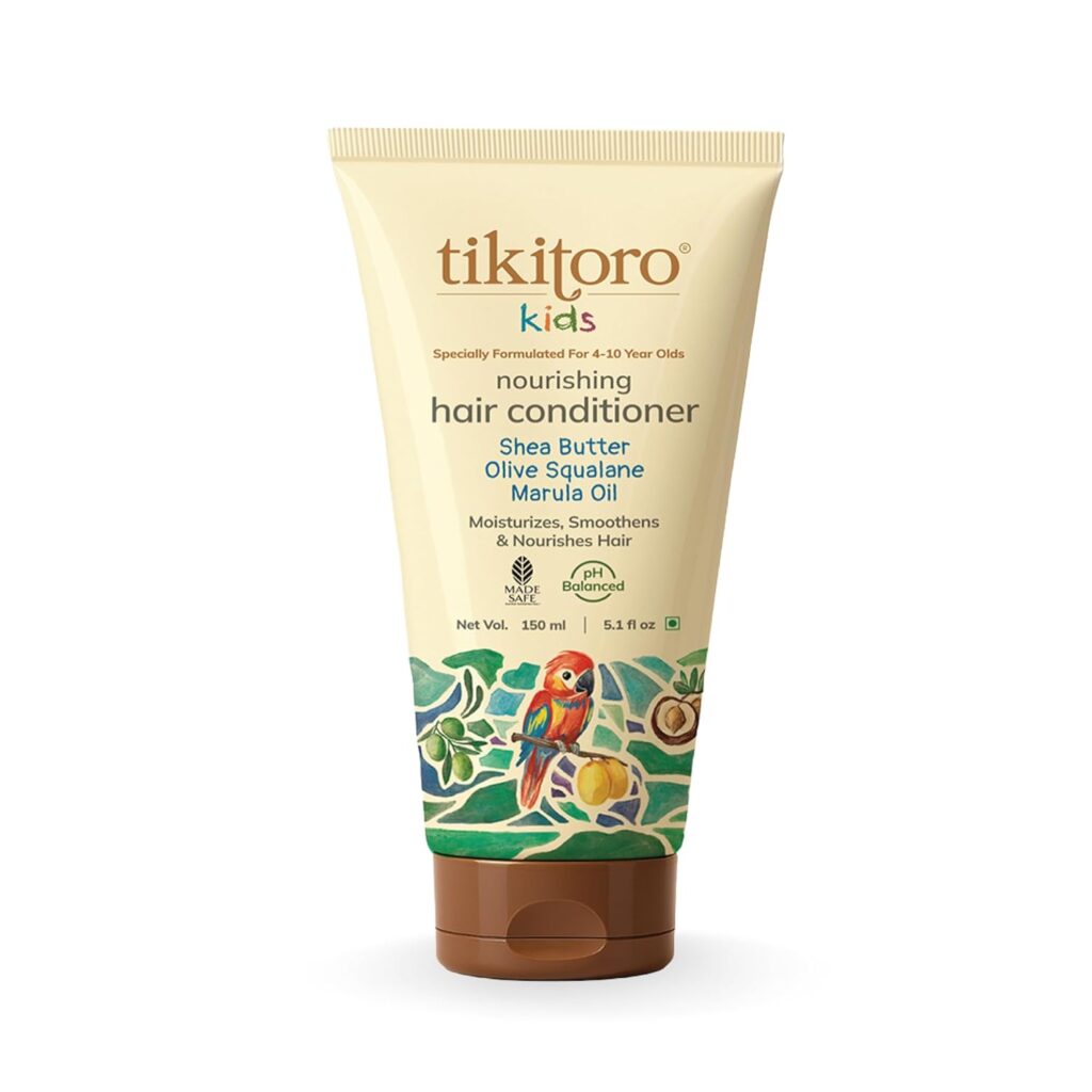 Tikitoro Kids Nourishing Hair Conditioner with Shea Butter, Olive Squalane & Marula Oil | Gentle Detangling Conditioner | Smoothens & Hydrates | (Age: 4+) (150 ml × 1)