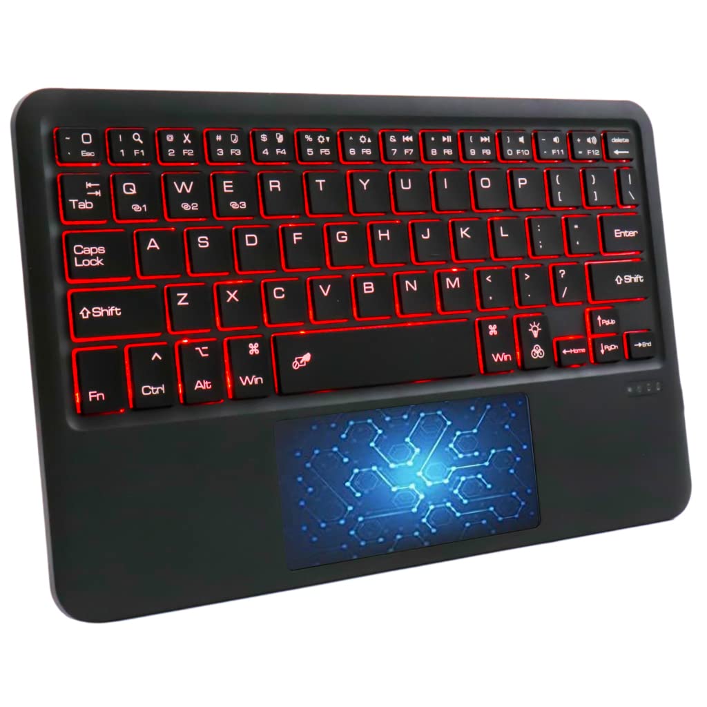Bluetooth Wireless Keyboard with Multi-Gesture Trackpad, 7 Color Backlit, Multi Device (Connect Upto 3) Portable Slim and Compact, Long Battery Life, Auto Sleep Mode Keyboard for Laptop, Phone