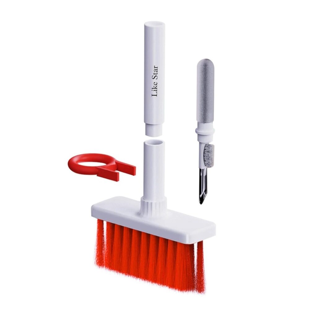 5-in-1 Multi-Function Laptop Cleaning Brush/Keyboard Cleaning kit/Gadget Cleaning kit Gap Duster Key-Cap Puller for Laptop, Keyboard and Earphones, Headphones Red/White