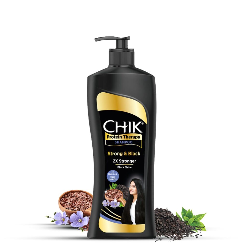 Chik Protein Therapy Shampoo |For 2X Stronger & Black Hair |With the Goodness Of Flax Seeds & Black Tea | 340ml
