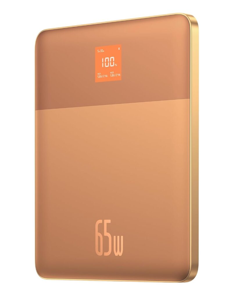 Baseus Blade2 12000mAh 65W Fast-Charging Power Bank – Ultra Slim with Digital Display, Dual Type-C PD Output – Horizon Silver (with 100W Type-C Cable)