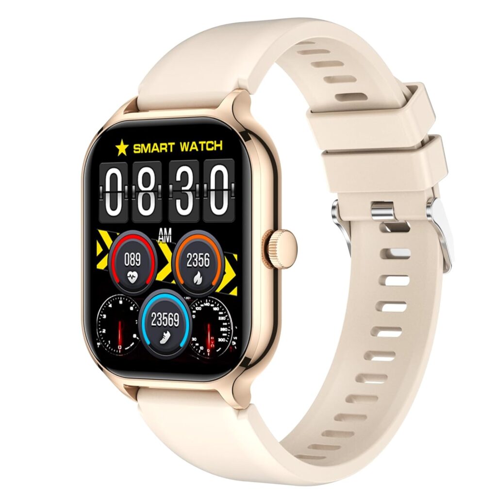 Smart Watch for women men(Answer/Make Calls)2.01”,Smart Watches for iOS and Android Phones IP67 Waterproof Smartwatch Fitness Watch with Heart Rate Sleep Monitor Steps Calories Counter (Gold)