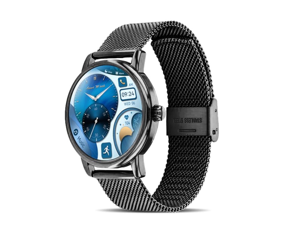 Women's Bluetooth Calling Smart Watch – 1.43" AMOLED Display, Metal Strap, Fitness Tracker, Heart Rate Monitor, SpO2, Sleep Tracker, 7 Days Battery, Waterproof, Stylish Smartwatch (Black)