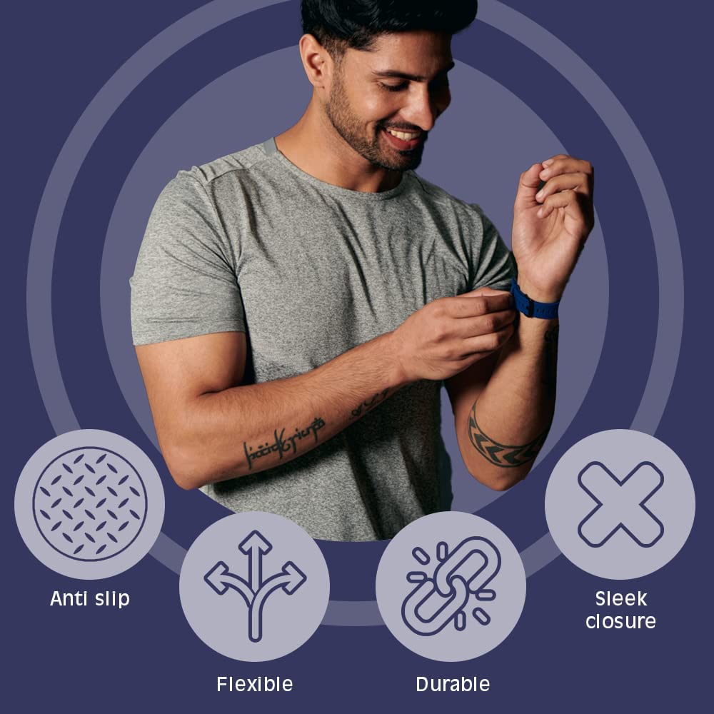 EDNITA 19mm SmartWatch Strap with Black Buckle for Fire Boltt/Boat/Noise/Amazfit/Oxy/Pulse/Beat/Boat Storm & All 19mm Lugs Watches - Black - Pack of 1