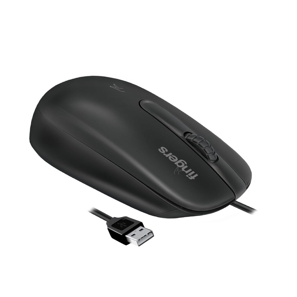 FINGERS MasterHit USB Wired PC Mouse (Advanced Optical Technology, 1200 DPI, Ambidextrous, Plug-n-Play, Windows?, macOS, Linux & Chrome OS)