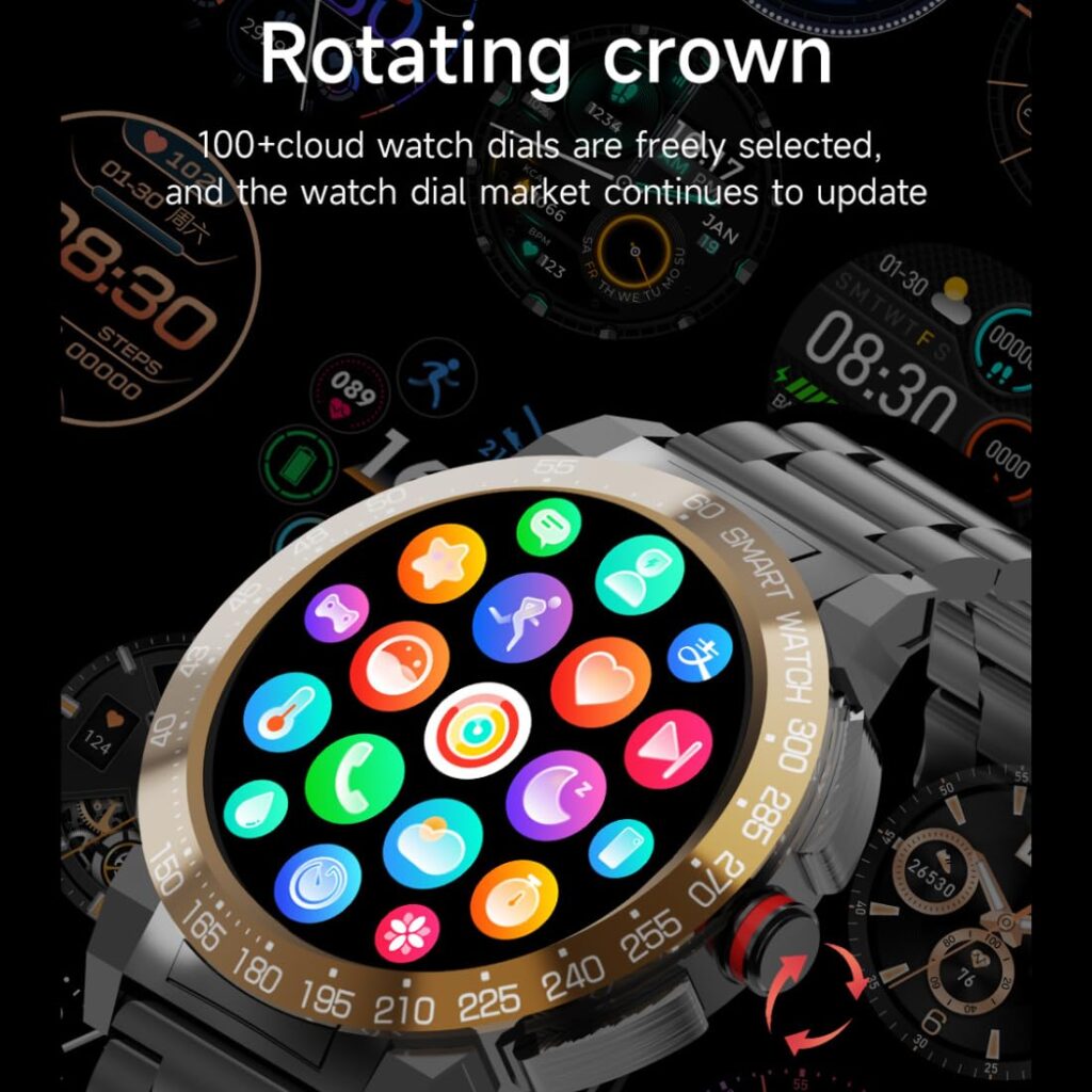 miracle digital Smartwatch for Men with Bluetooth Calling – 1.46" HD Screen, AI Assistant, 30-Day Battery, Health Monitoring, 100+ Sports Modes, IPX68 Waterproof, Silver Strap, Android/iOS