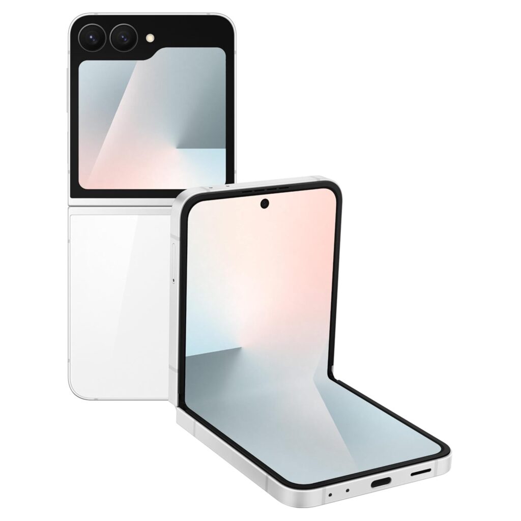 Samsung Galaxy Z Flip7 FE 5G Smartphone with Galaxy AI (White, 8GB RAM, 256GB Storage), Ultra Sleek Compact Design, 50MP High-Resolution FlexCam, Long-Lasting 4000 mAh Battery, All-New One UI 8