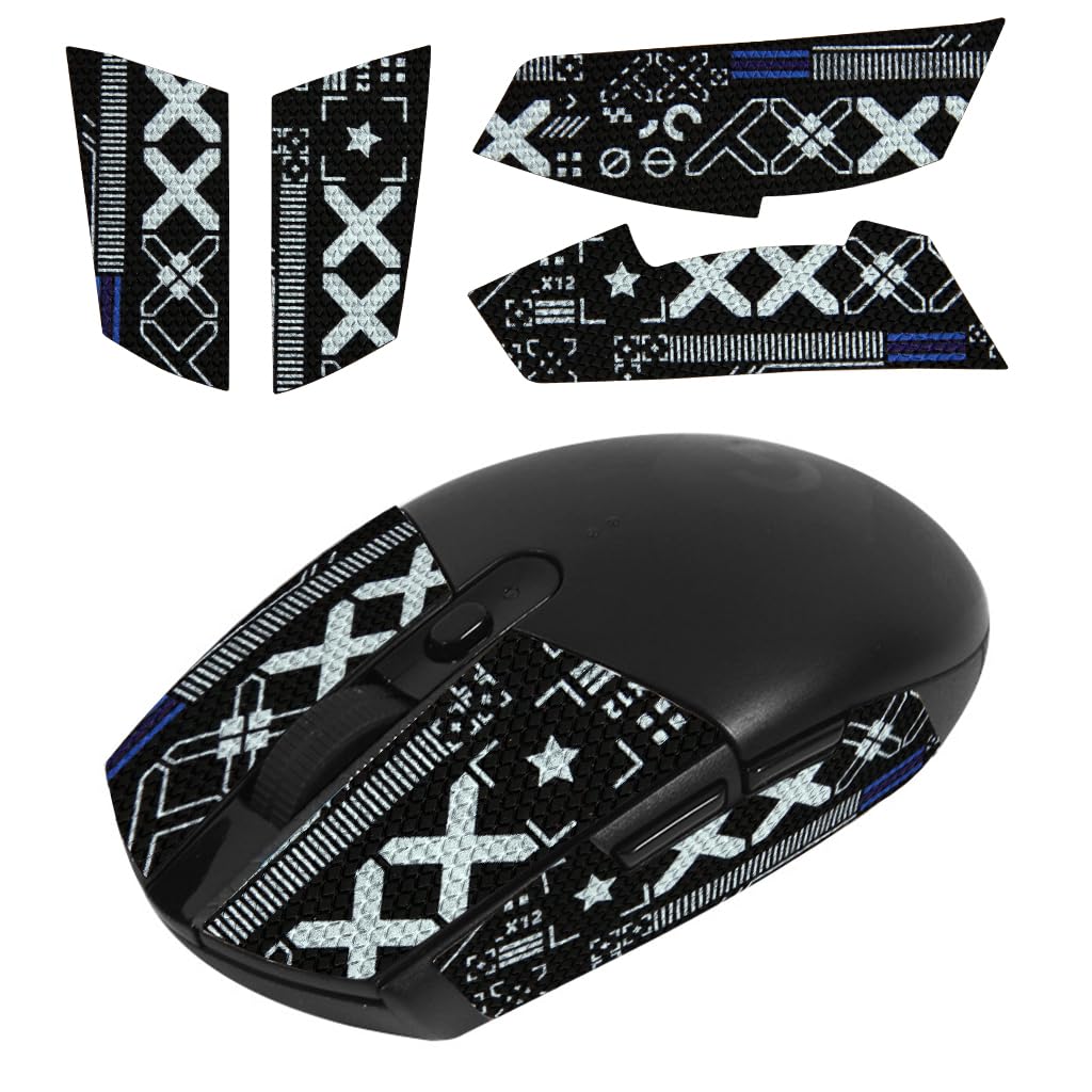 Verilux® Mouse Grip Tape for Logitech G102/G304 Gaming Mouse Skin, Pre-Cut, Self-Adhesive, Sweat-Proof, Multi-Colored Pattern, Polyester, Non-Slip, Great Adhesion