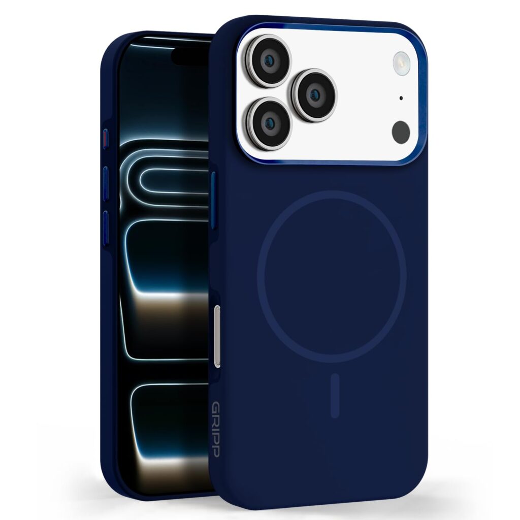 GRIPP Toras Mag-Safe Case for iPhone 17 Pro Max (6.9") | 10ft Drop-Tested with D30 Technology, Titanium Silver Buttons, Raised Metallic Camera Edges, Premium Matte Texture Back Cover - Blue