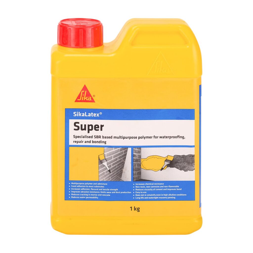 SIKA – Multipurpose repair polymer – SikaLatex Super – Ideal for waterproofing, bonding and repairing – Easy to use – Crack-reducing – 1 kg – White