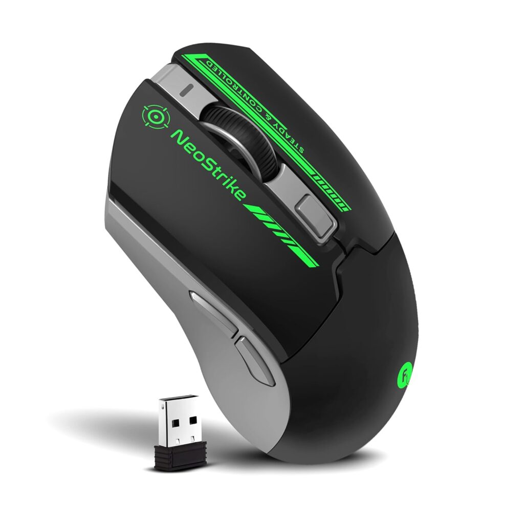 FRONTECH Neo Strike Wireless Gaming Mouse with 3200DPI, Comfortable & Ergonomic Design, RGB LED Lights, 6 Buttons, in-Built Rechargeable Battery, Power & LED ON/Off Switch.(MS-0059)