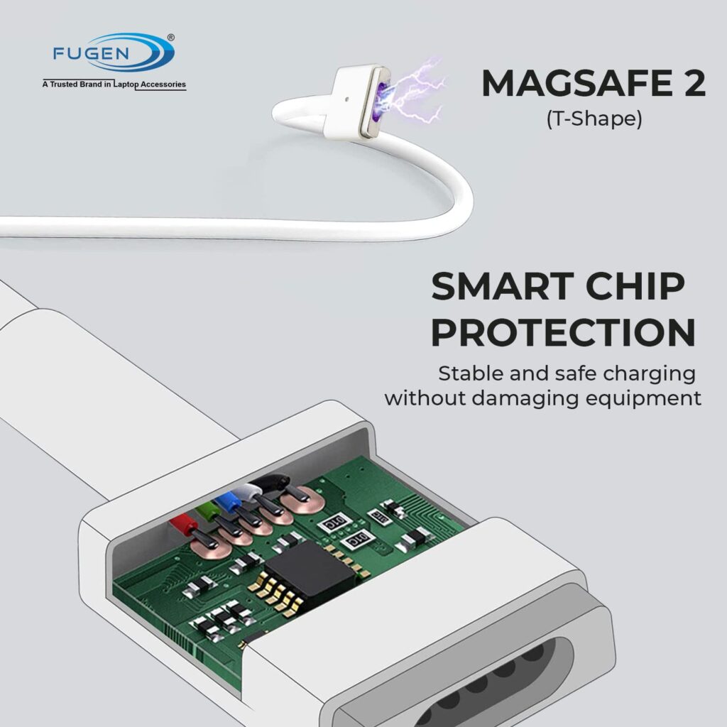 FUGEN T-Shape DC Cable Cord for Air, Retina Laptops MG2 45W, 60W, 65W (not Suitable for 85W) Adapter Charger - White