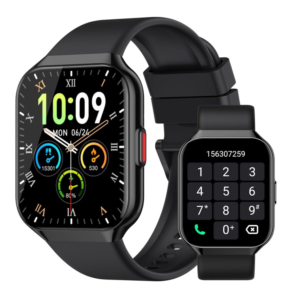 Smart Watch, 1.96" HD Smartwatches for Men Women, (Answer/Make Calls), IP68 Waterproof Fitness Watch, Heart Rate/Sleep/SpO2 Monitor, Fitness Tracker with 113+ Sport Modes, for iOS/Android (Black)