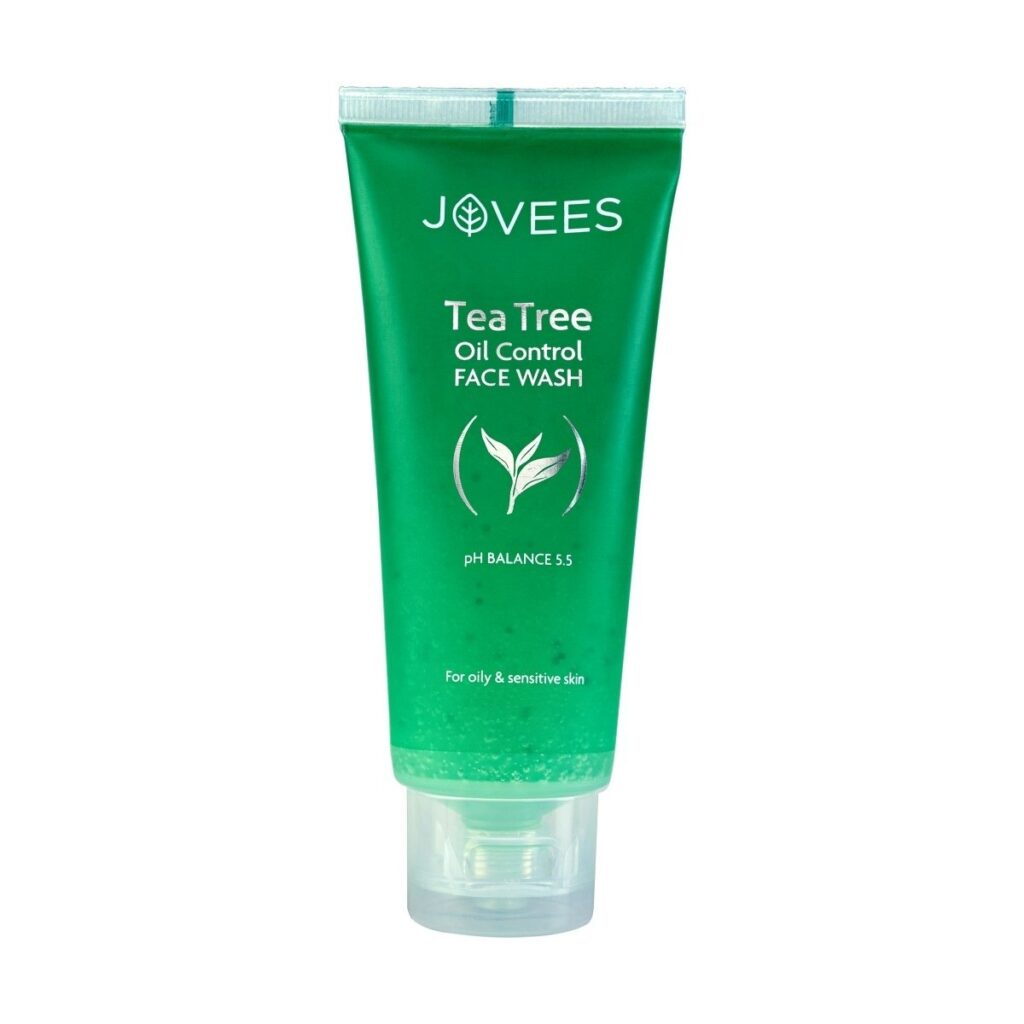 Jovees Herbal Tea Tree Oil Control Face Wash for Oily & Sensitive Skin | Paraben & Alcohol-Free, Controls Oil, Prevents Breakouts, Remove Dead Skin | Gentle Cleanser For All Skin Types - 50ml