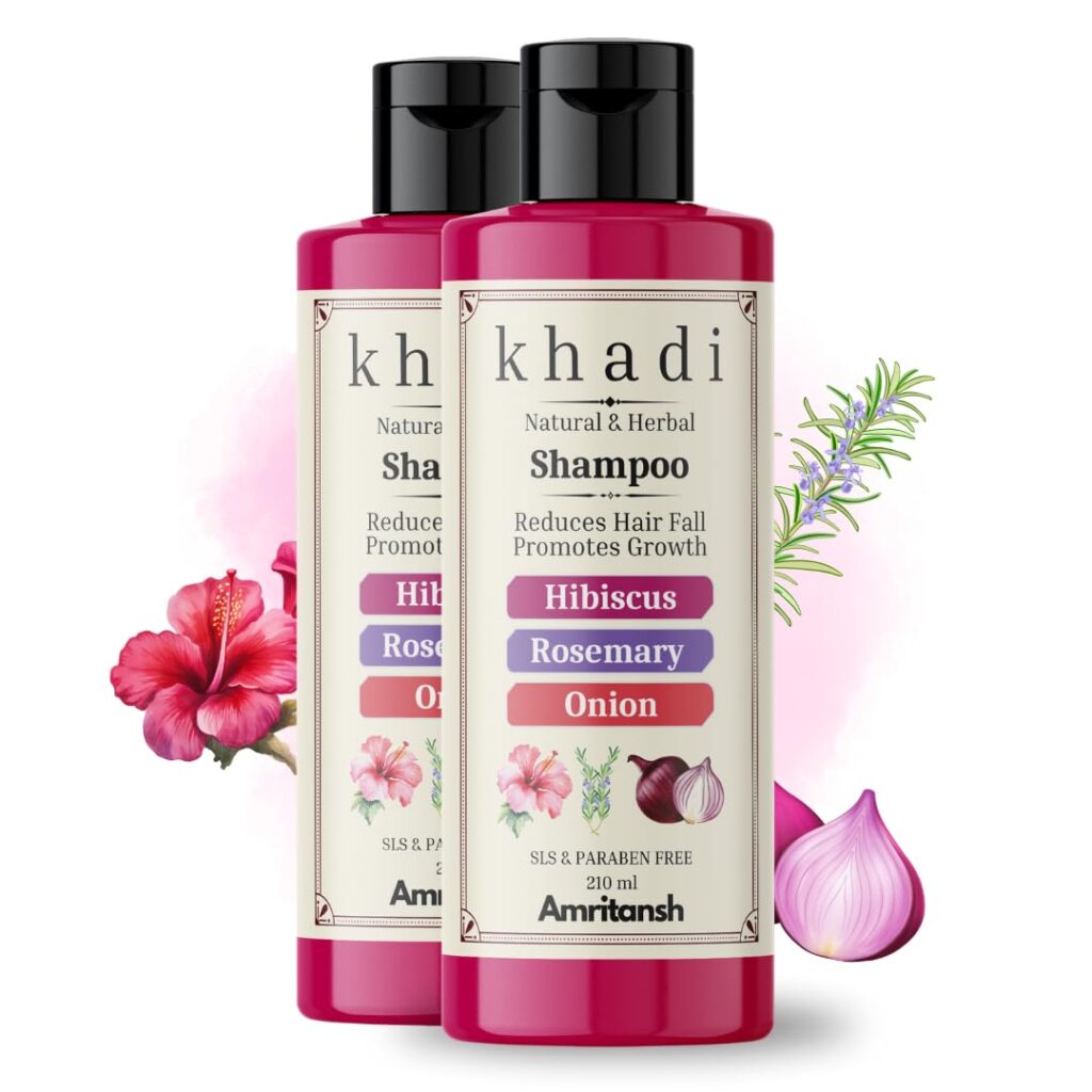 Hibiscus, Rosemary & Onion Khadi Natural Shampoo | Promotes Growth, Reduces Hair Fall & Strengthens Hair | Sulfate & Paraben Free | 420 ml