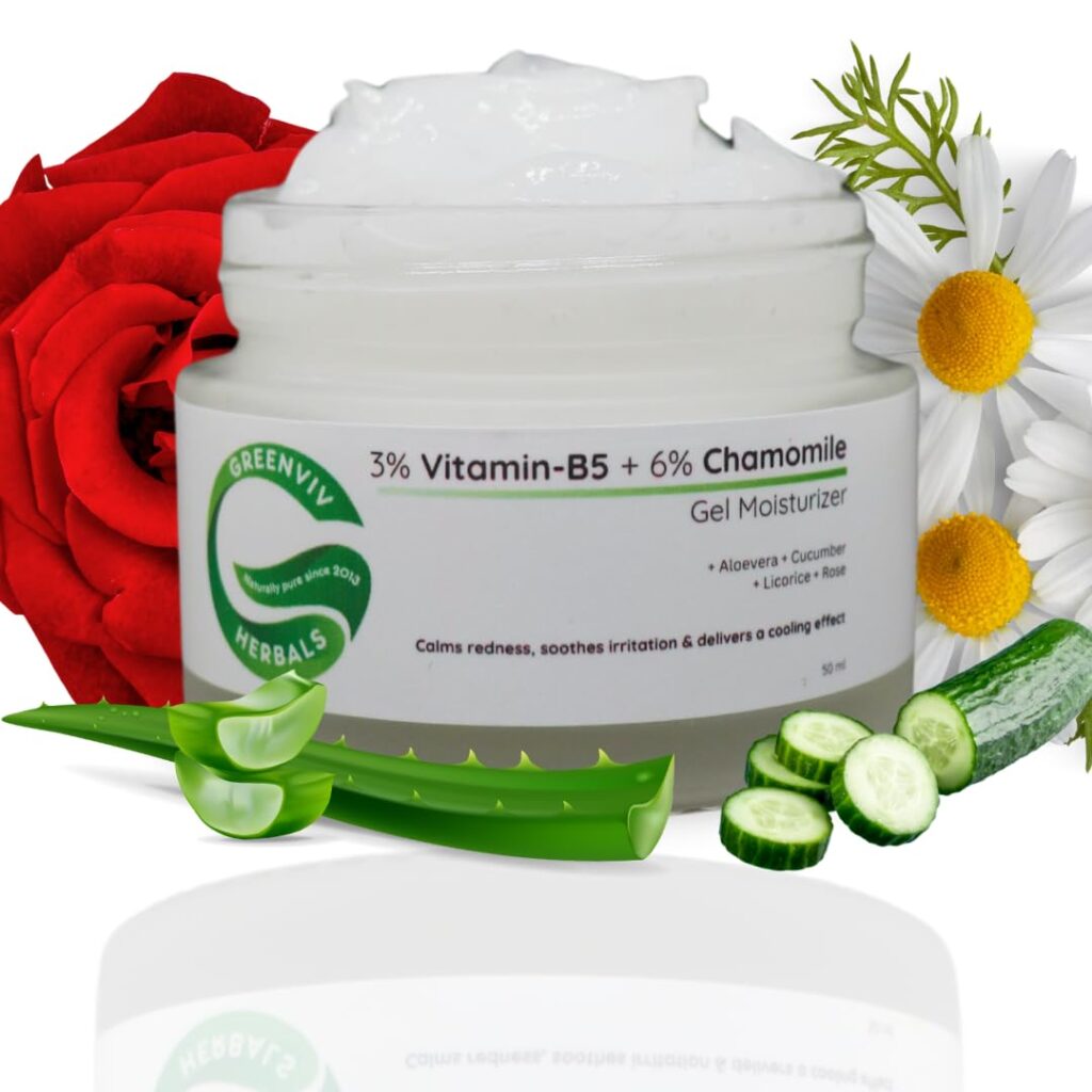 Soothing & Hydrating Gel Moisturizer | with Vitamin B5 & Chamomile | Reduces Redness & Inflammation | For All Skin Types, Non-Comedogenic | 50 ml