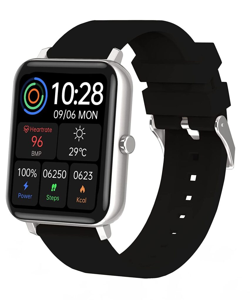 Armor 007 1.69" Full Touch Made in India Smart Watch Bluetooth Voice Calling for Men & Women with Multiple Sports Mode & Faces with Health Monitoring Feature SpO2 & Heart Rate (Silver/Black)