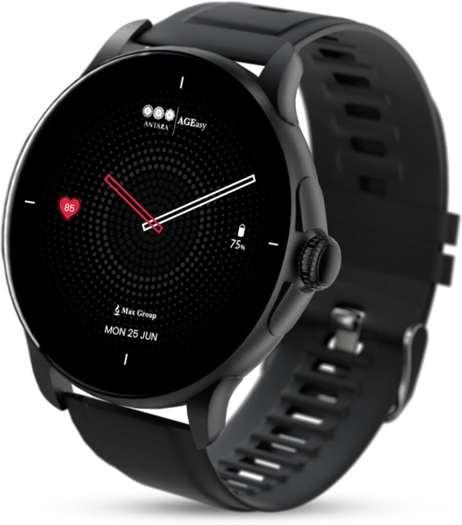 AGEasy Boat Protec Neo Smartwatch with SOS Button for Live Location Sharing | 1.43” AMOLED Display, BT Calling, Health Monitoring, QR Tray, 5 Days Battery Life | Smartwatch for Men & Women (Black)