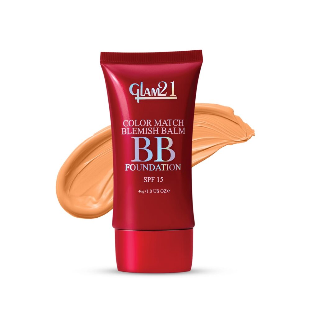 Glam 21 Color Match BB Cream Foundation SPF15 I Foundation & Sunscreen Blemish-free Glow | Non-cakey Daily Use | Non-greasy & Lightweight | Long-lasting Radiant Makeover| 46gm - 06 Dark Tan